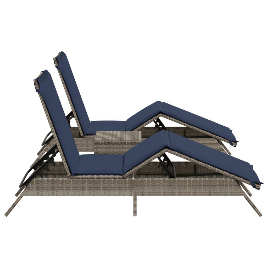 ComfortXL - Set 2 Transats Poly Rotin Coussins Bleu Marine Terrasse Gris – ComfortXL Outdoor Living - Image 5