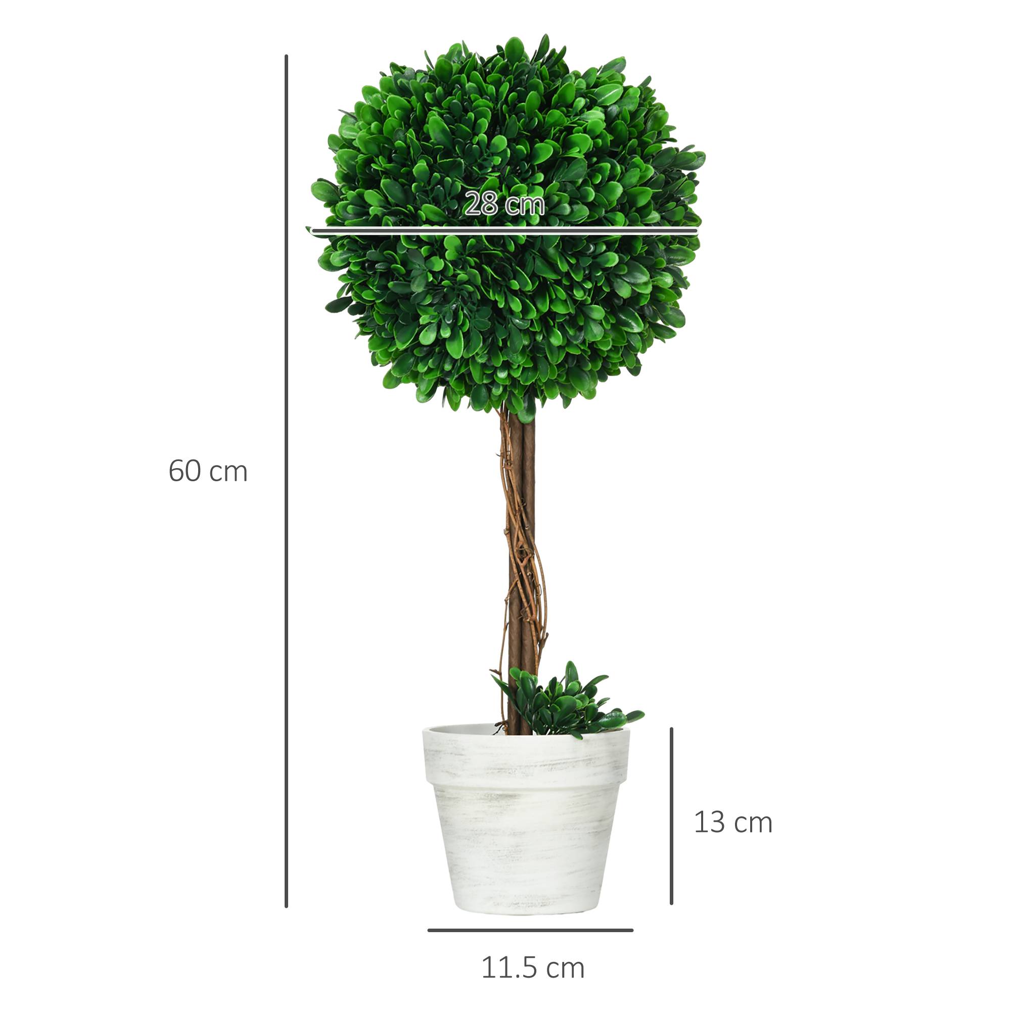 Lot 2 Buis Artificiels Boule Plastique Intérieur Extérieur 60cm Vert - ComfortXL Outdoor Living - Image 5