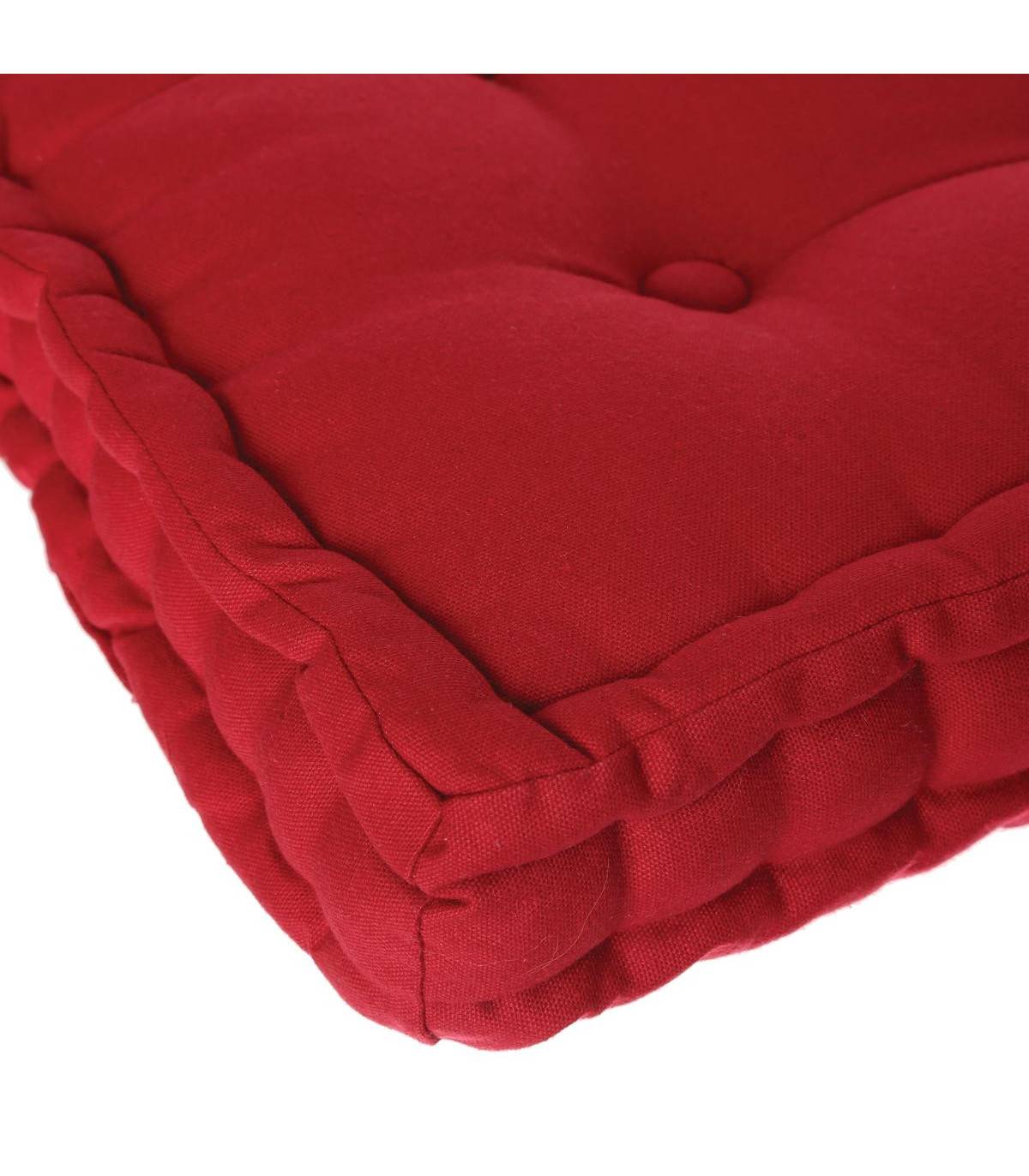 Coussin de Sol en Coton Rouge 40 x 40 cm - Image 2