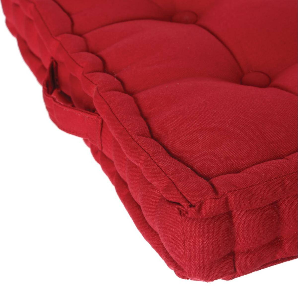 Coussin de Sol en Coton Rouge 40 x 40 cm - Image 5