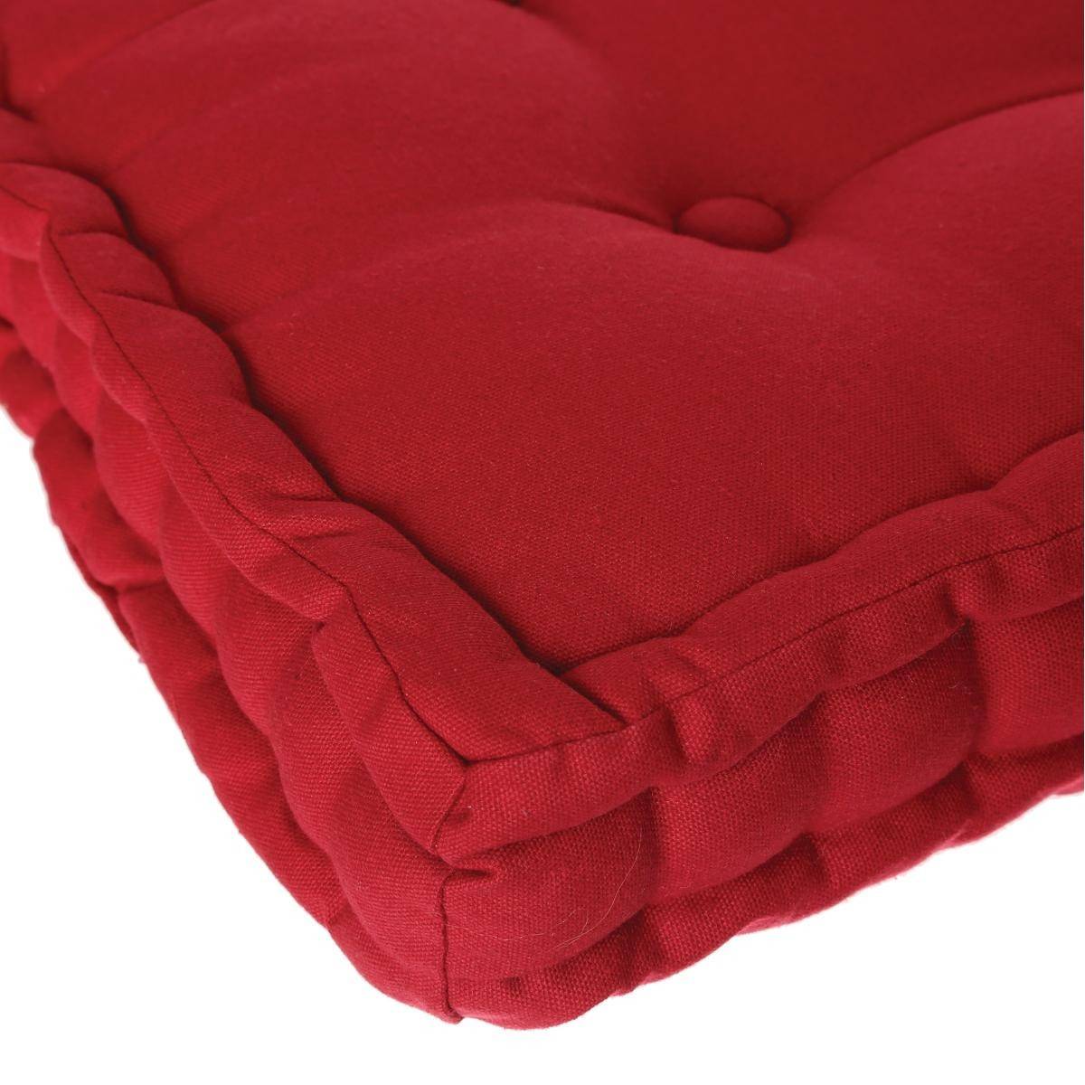 Coussin de Sol en Coton Rouge 40 x 40 cm - Image 4