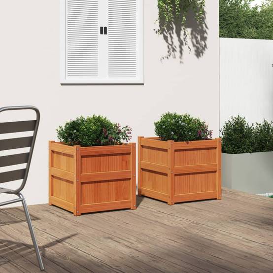 Jardinière 2 pcs cire marron bois de pin massif 60 x 60 x 60 cm - PANGIVO - Image 3