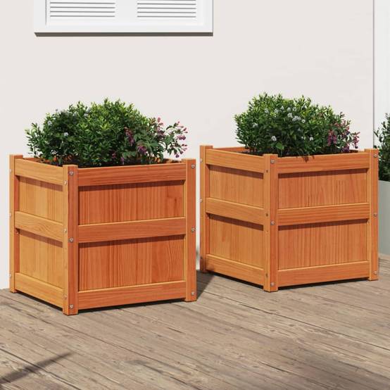 Jardinière 2 pcs cire marron bois de pin massif 60 x 60 x 60 cm - PANGIVO - Image 1