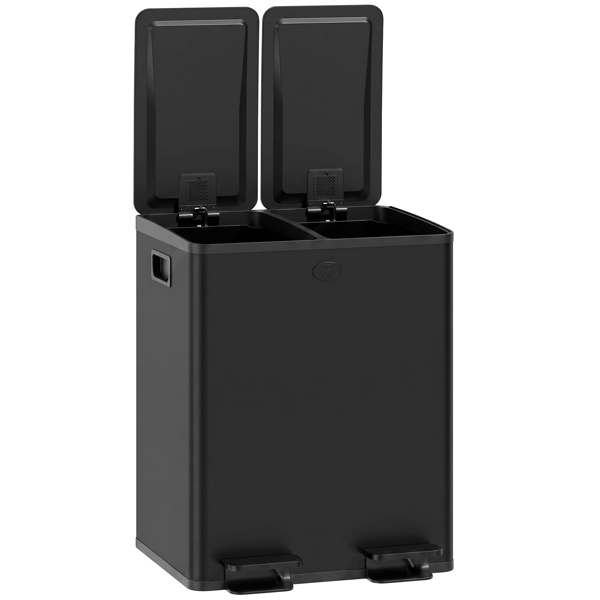 Sans Marque - Sac cuisine acier inoxydable 2 compartiments 2x20 L pédale souple cube noir supplémentaire - Image 2