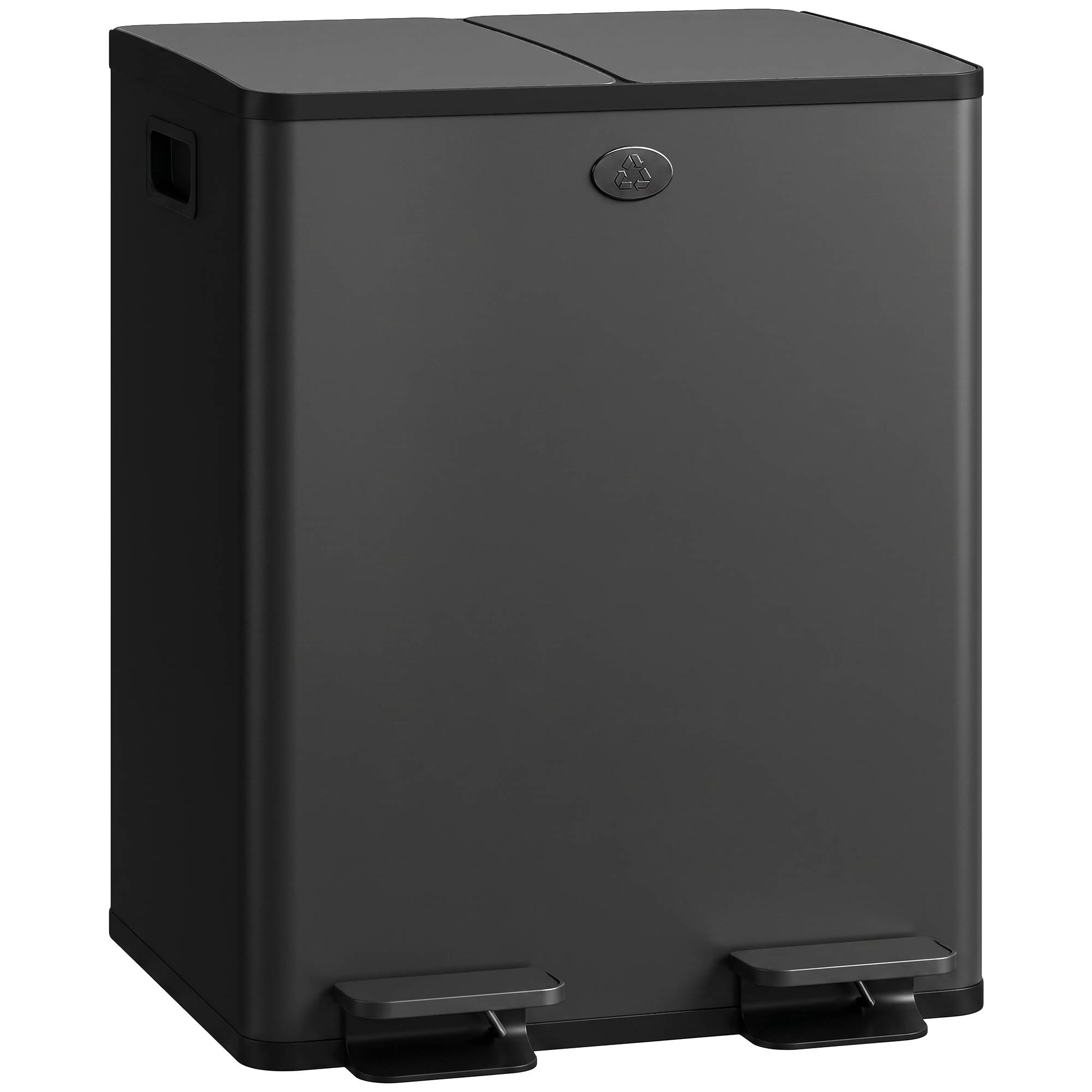 Sans Marque - Sac cuisine acier inoxydable 2 compartiments 2x20 L pédale souple cube noir supplémentaire - Image 1