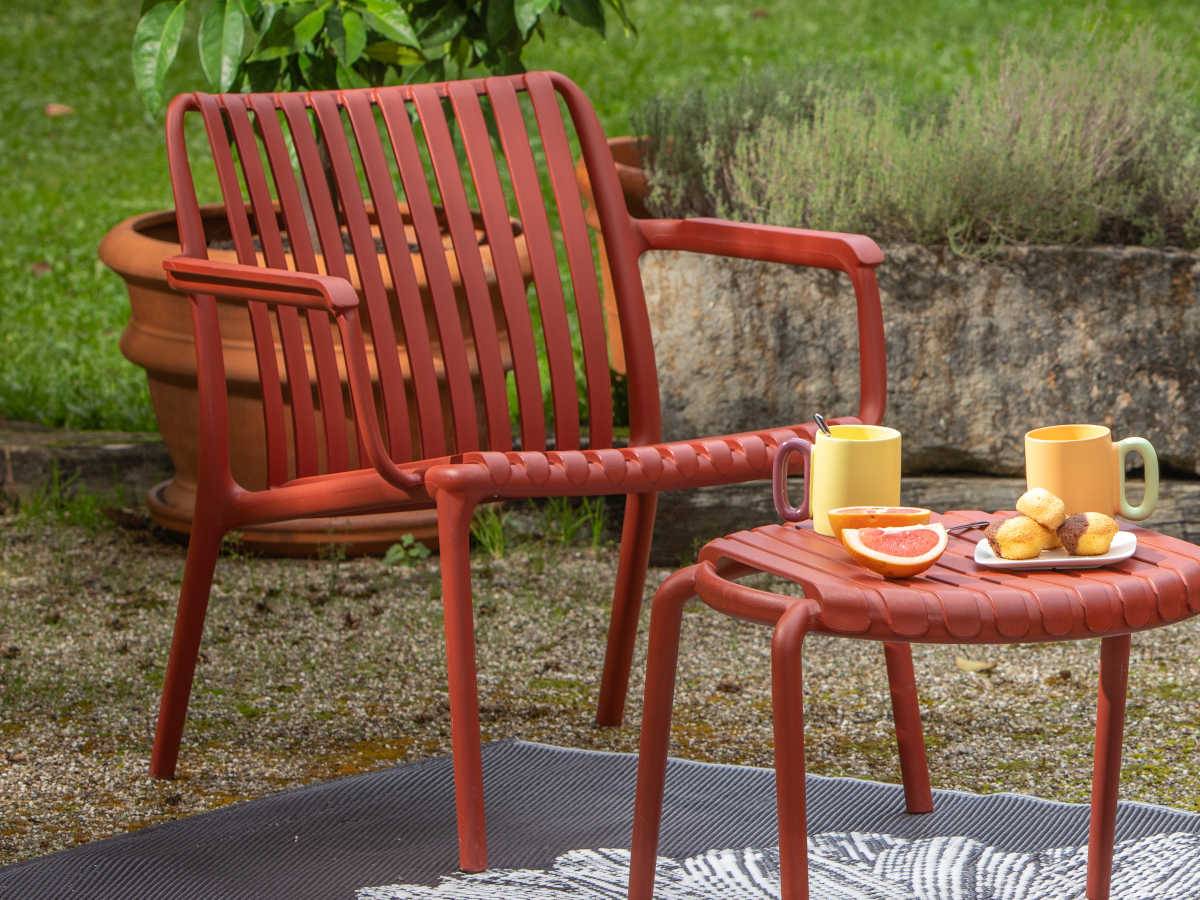 Fauteuil bas de jardin en résine PP 50 % recyclé Joysxee, terracotta - Jardiline - Image 3