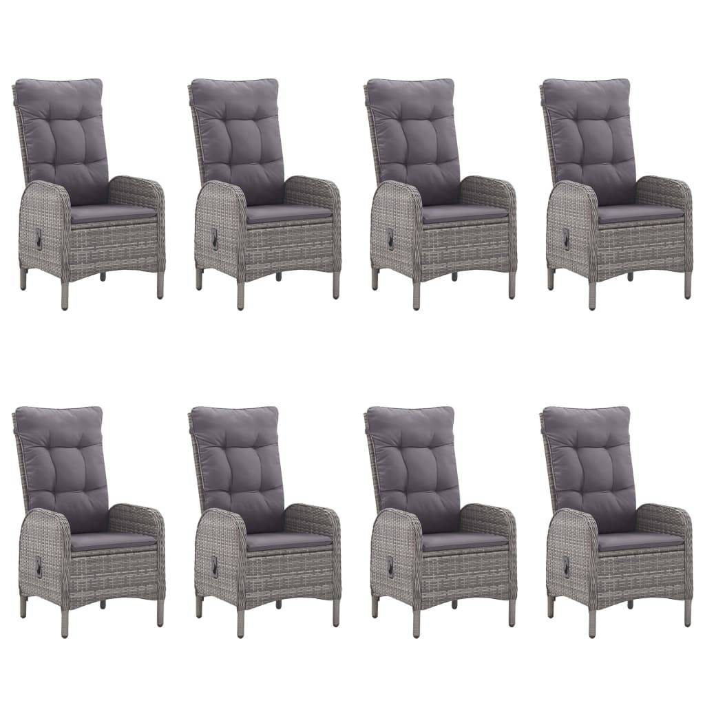 Vidaxl - Ensemble à manger de jardin 9 pcs Résine tressée et verre Gris vidaXL 3058530 - Image 9