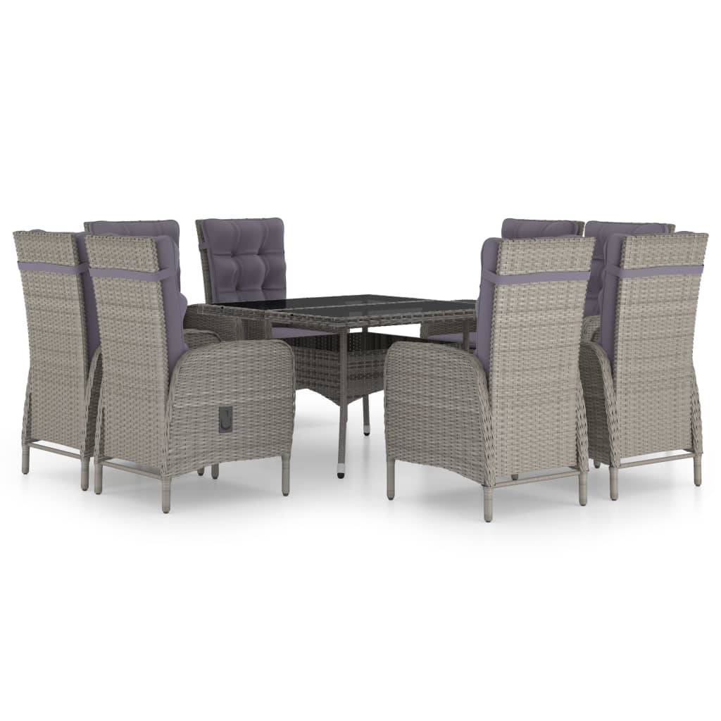 Vidaxl - Ensemble à manger de jardin 9 pcs Résine tressée et verre Gris vidaXL 3058530 - Image 2