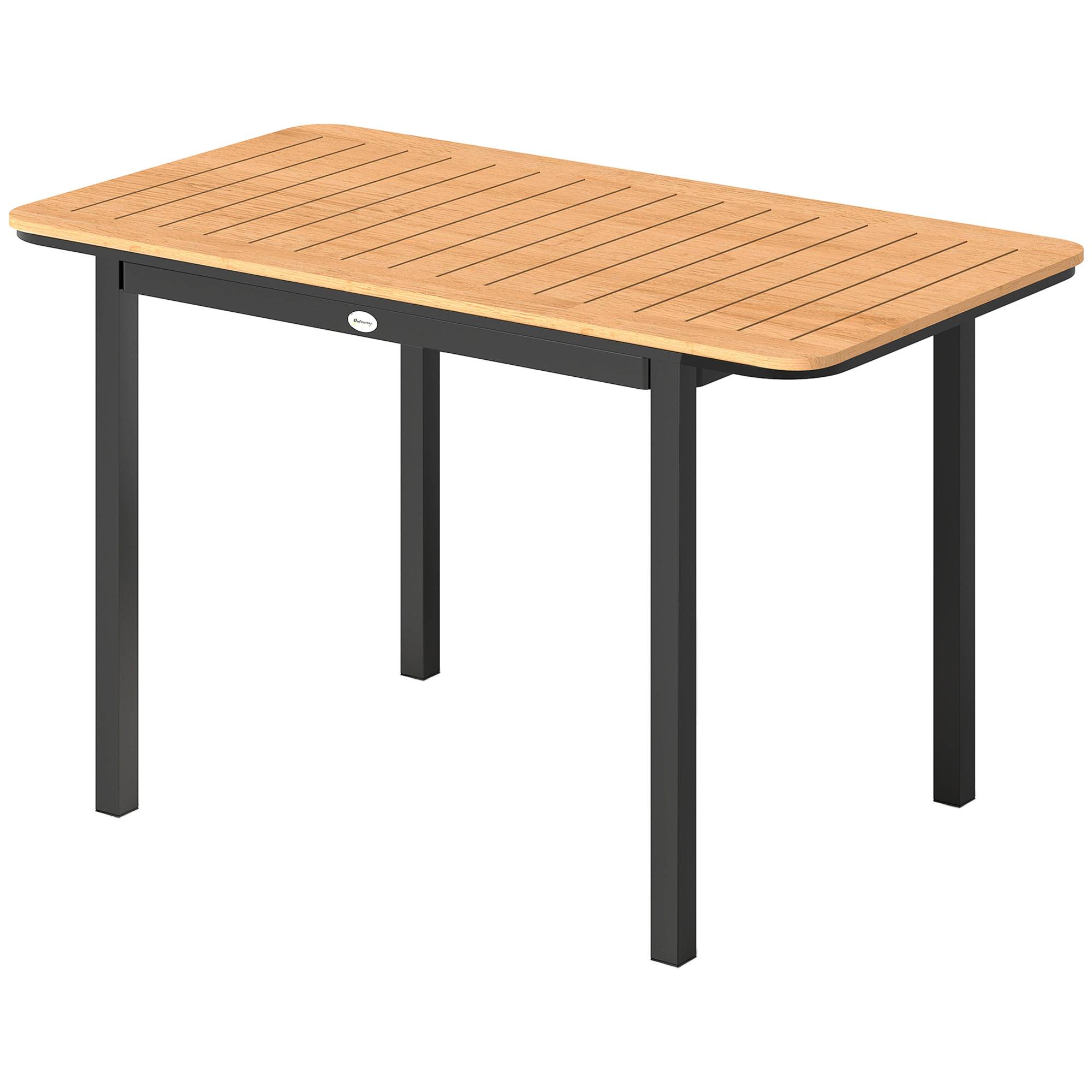 Sans Marque - Table de Jardin 6 Personnes Rectangulaire en Bois Composite Cadre en Métal et Plateau à Lattes 127x70cm Marron - Image 2