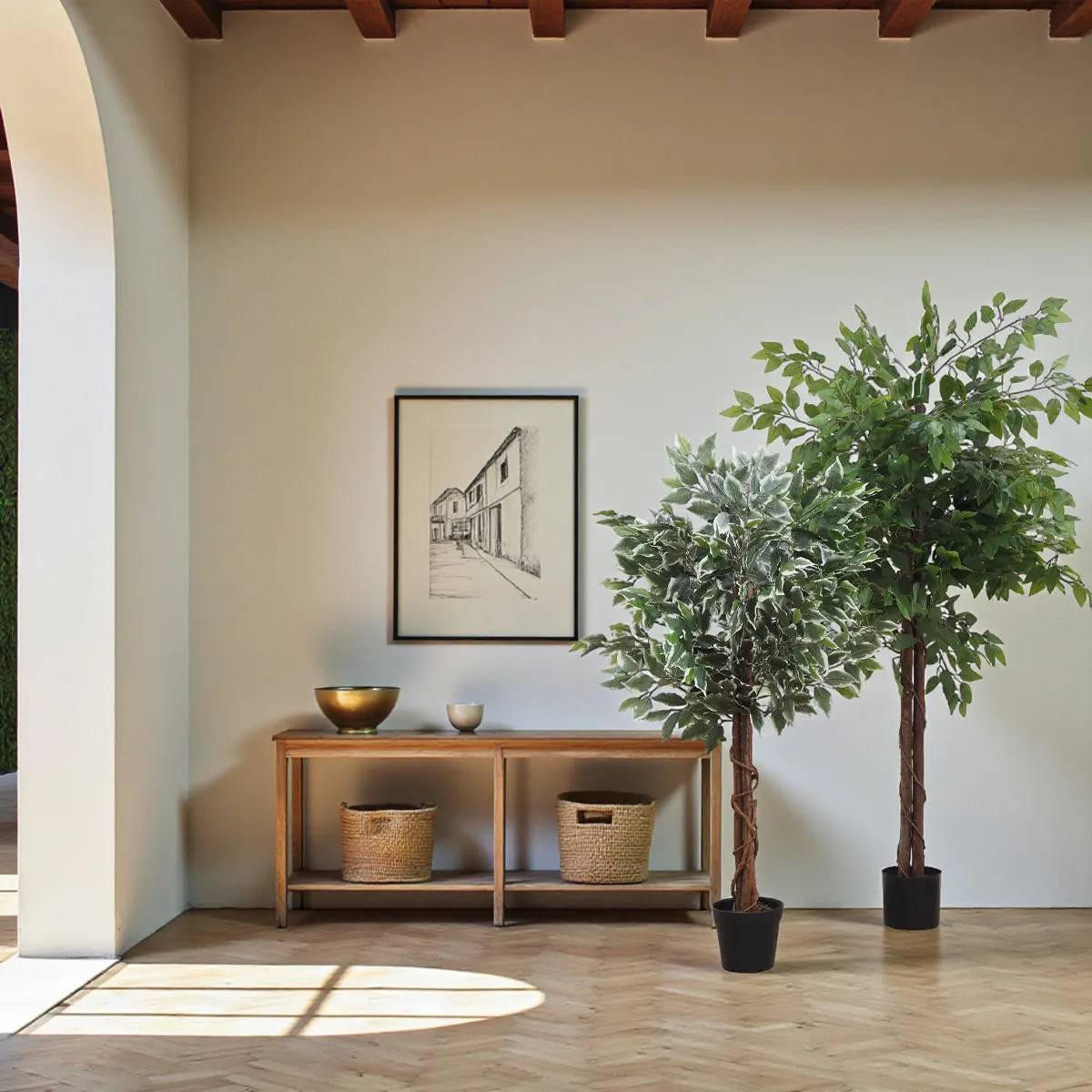 Ligne Deco - Ficus artificiel panaché 588 feuilles 120cm - Image 3