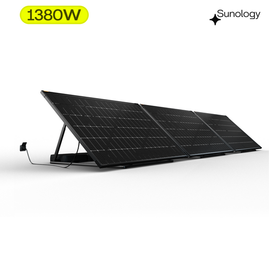 Sunology PLAY2 - Kit 3 panneaux solaires complet 1380W bifacial – 3 Stations solaire livrées totalement assemblées – Installation au sol ou au mur - Image 1