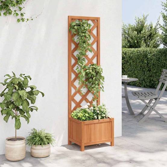 Vidaxl - Jardinière avec treillis-Pot de fleur-Bac à fleurs 40x30x135 cm bois massif de sapin 546472 - Image 3