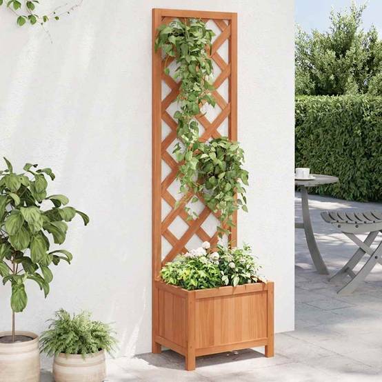 Vidaxl - Jardinière avec treillis-Pot de fleur-Bac à fleurs 40x30x135 cm bois massif de sapin 546472 - Image 1