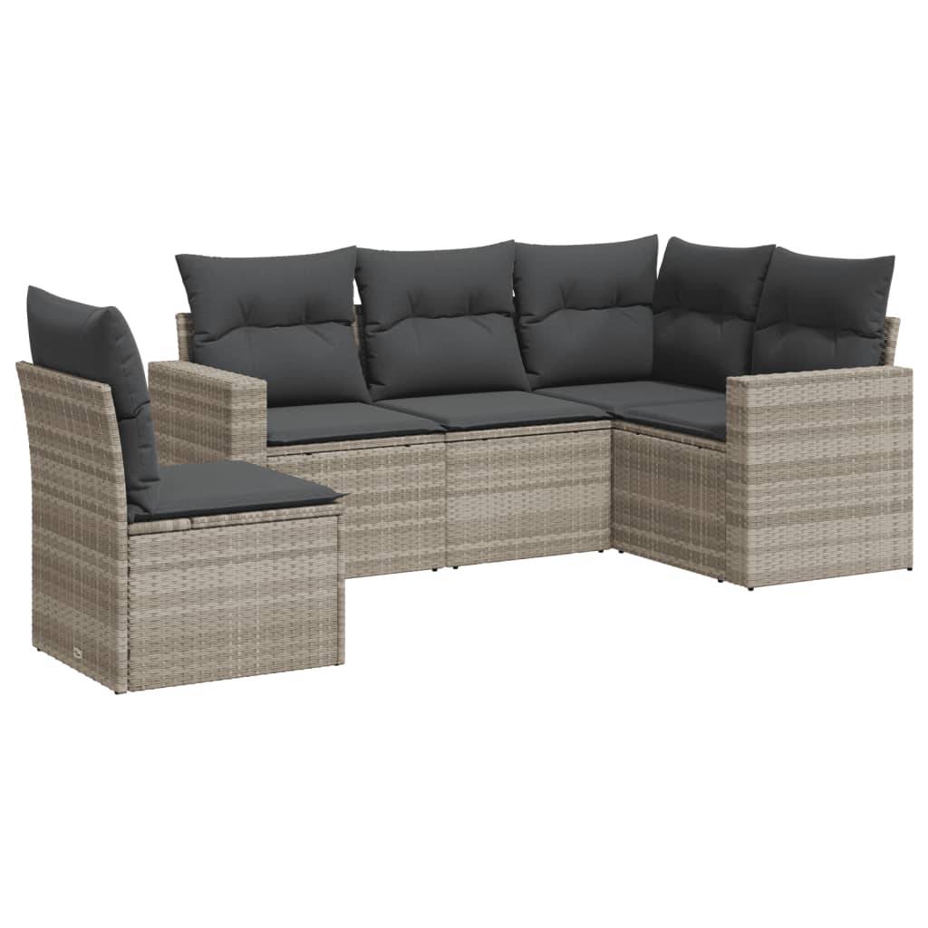 Vidaxl - Salon de jardin 5 pcs avec coussins gris clair résine tressée vidaXL 3251309 - Image 2
