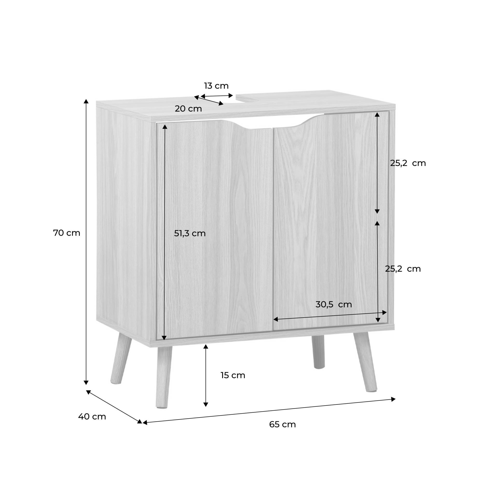 sweeek - Meuble sous lavabo vintage décor bois frêne 65 x 40 x H 70 cm - Nepal | sweeek - Image 7