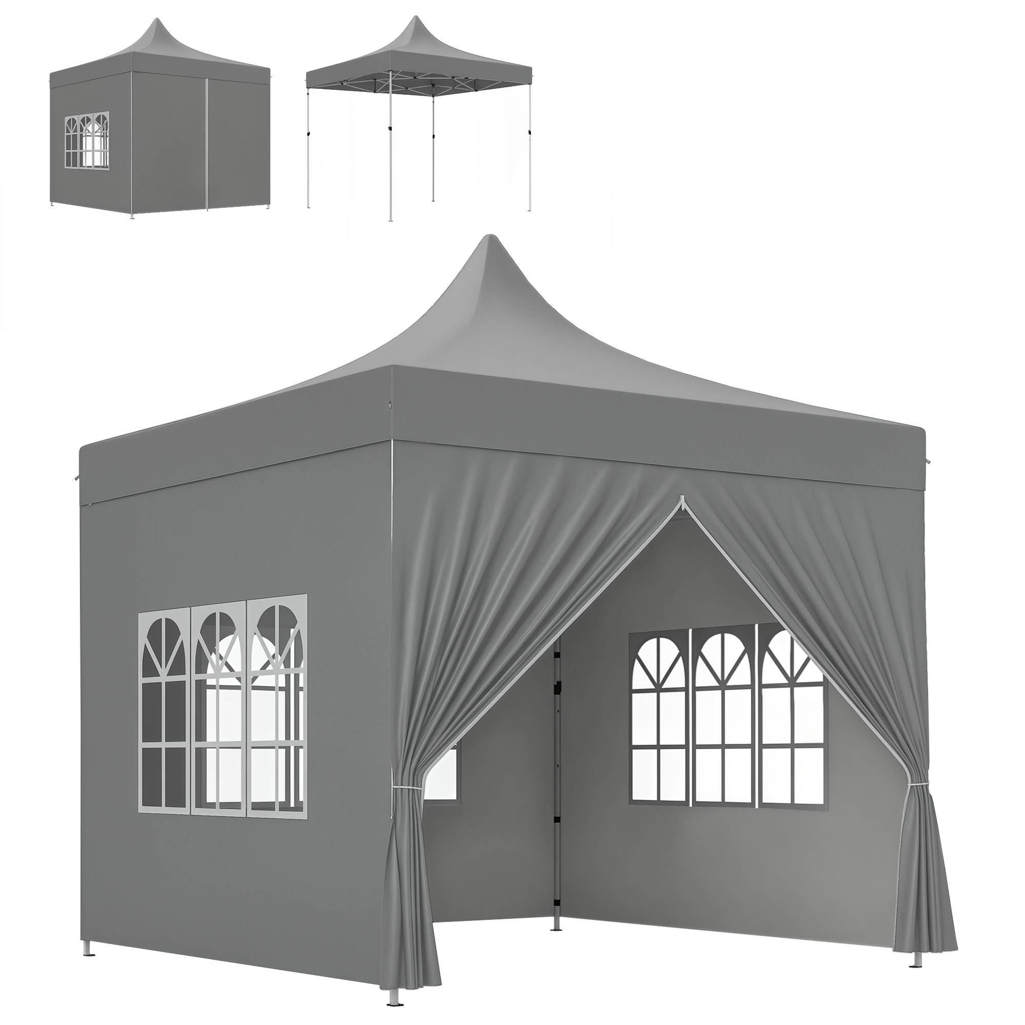 Tonnelle pliante Oxford pour jardin et réception protection UV hauteur réglable 3x3m gris - ComfortXL Outdoor Living - Image 1
