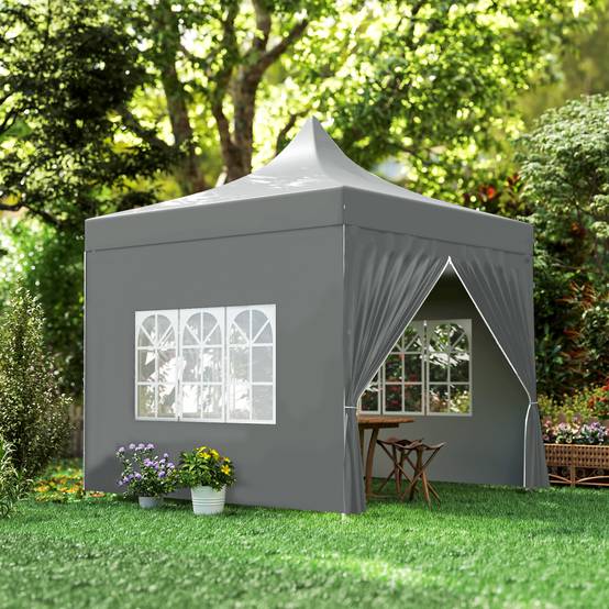 Tonnelle pliante Oxford pour jardin et réception protection UV hauteur réglable 3x3m gris - ComfortXL Outdoor Living - Image 10