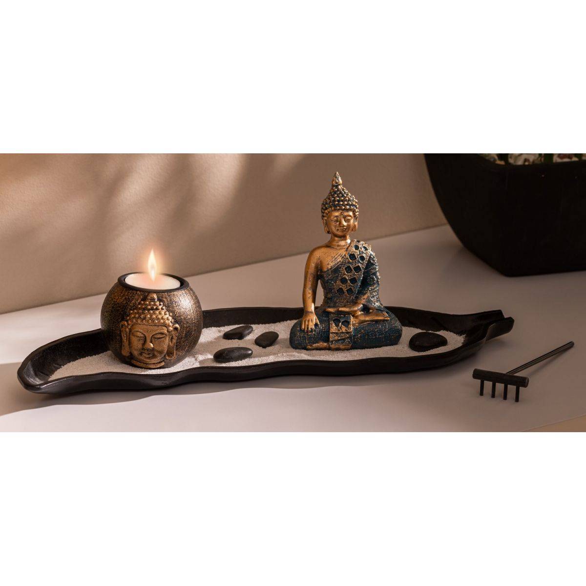 Objet décoratif Jardin Zen avec Plateau, Bouddha et accessoires - Image 4