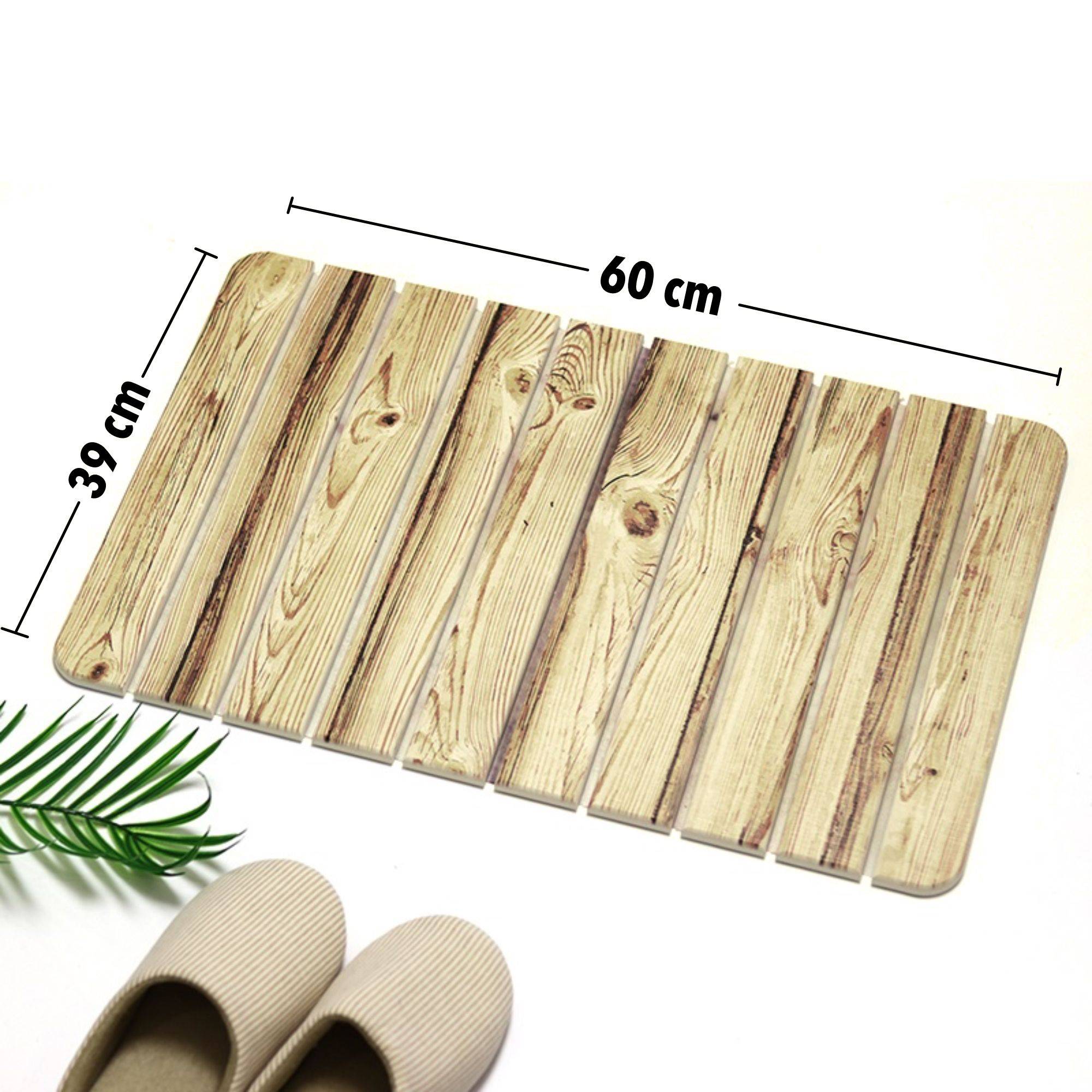 Tapis de Bain Diatomite en Terre de Diatomée - Séchage Rapide et Antidérapant - Enroulable - 60 x 39 cm - Couleur Bois - Image 7