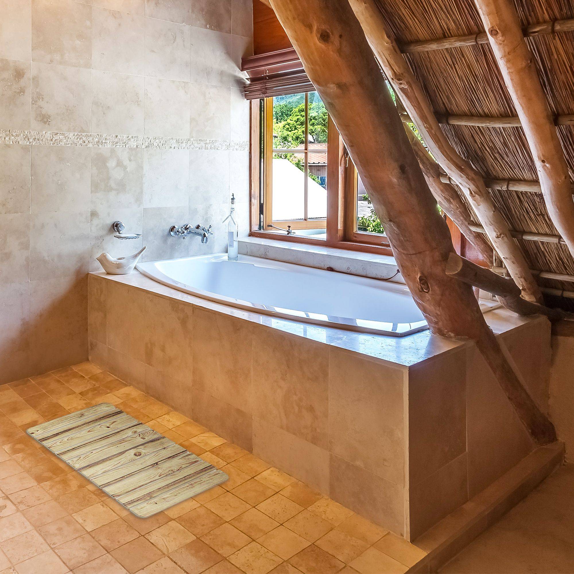Tapis de Bain Diatomite en Terre de Diatomée - Séchage Rapide et Antidérapant - Enroulable - 60 x 39 cm - Couleur Bois - Image 2