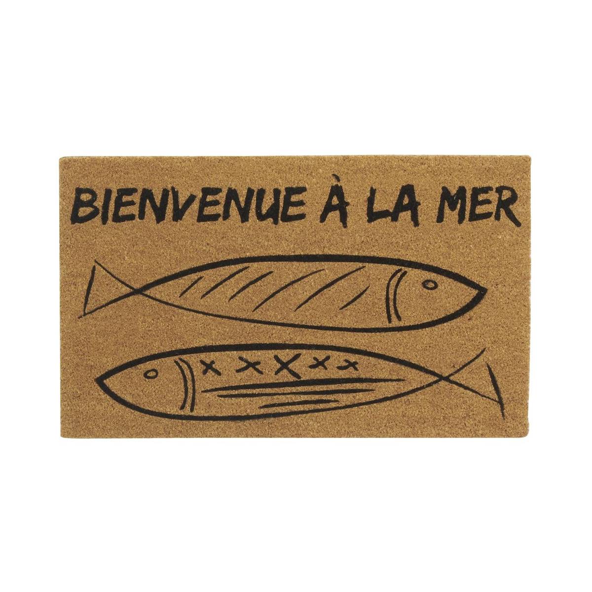 Aubry Gaspard - Paillasson coco intérieur extérieur 75 x 45 cm Poissons bienvenue à la mer - Image 1