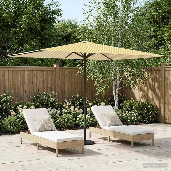 Parasol polyester jaune et blanc 290 x 190 x 223 cm - PANGIVO - Image 1