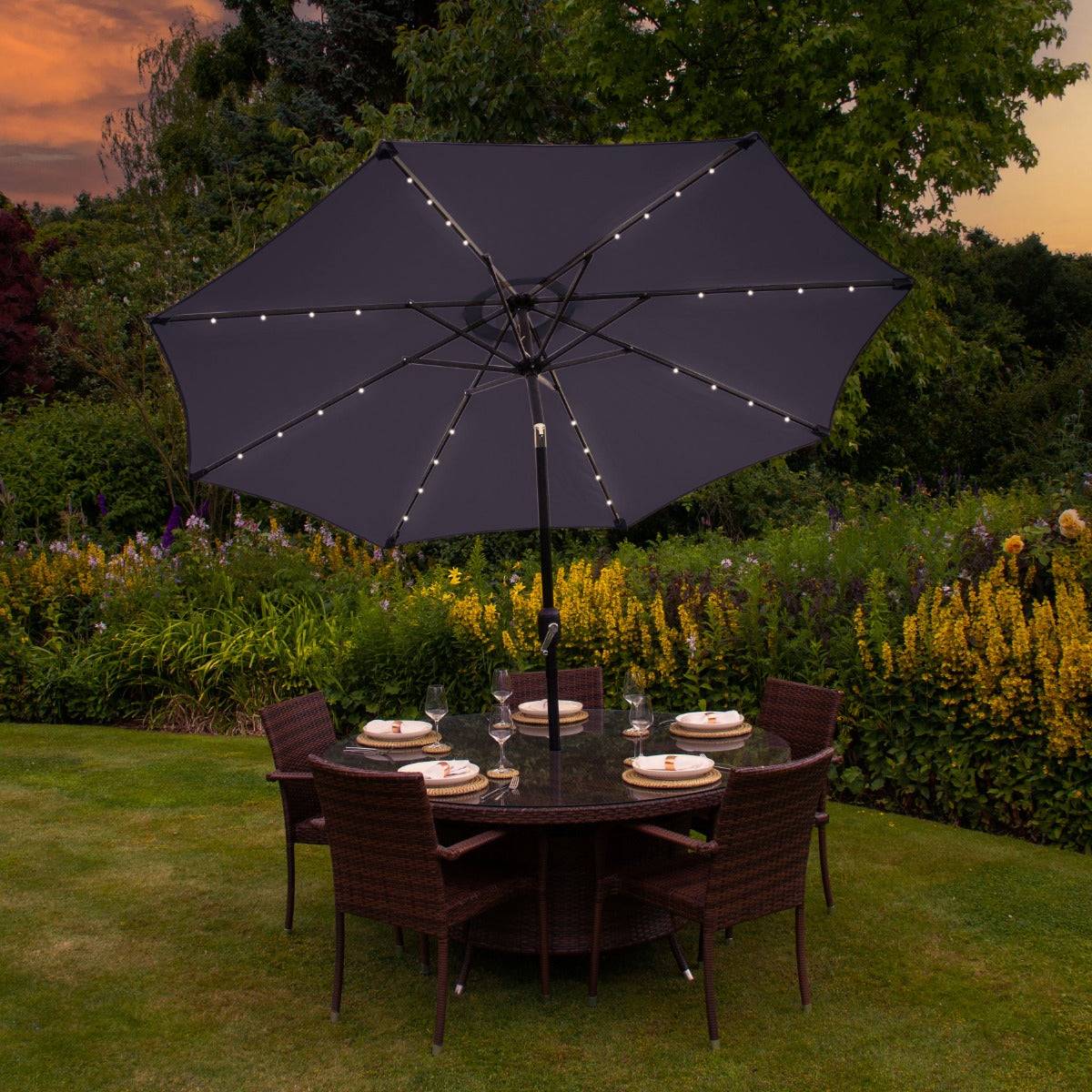 Monstershop - Parasol Gris 270 cm avec 32 LED's Intégrés - Image 3