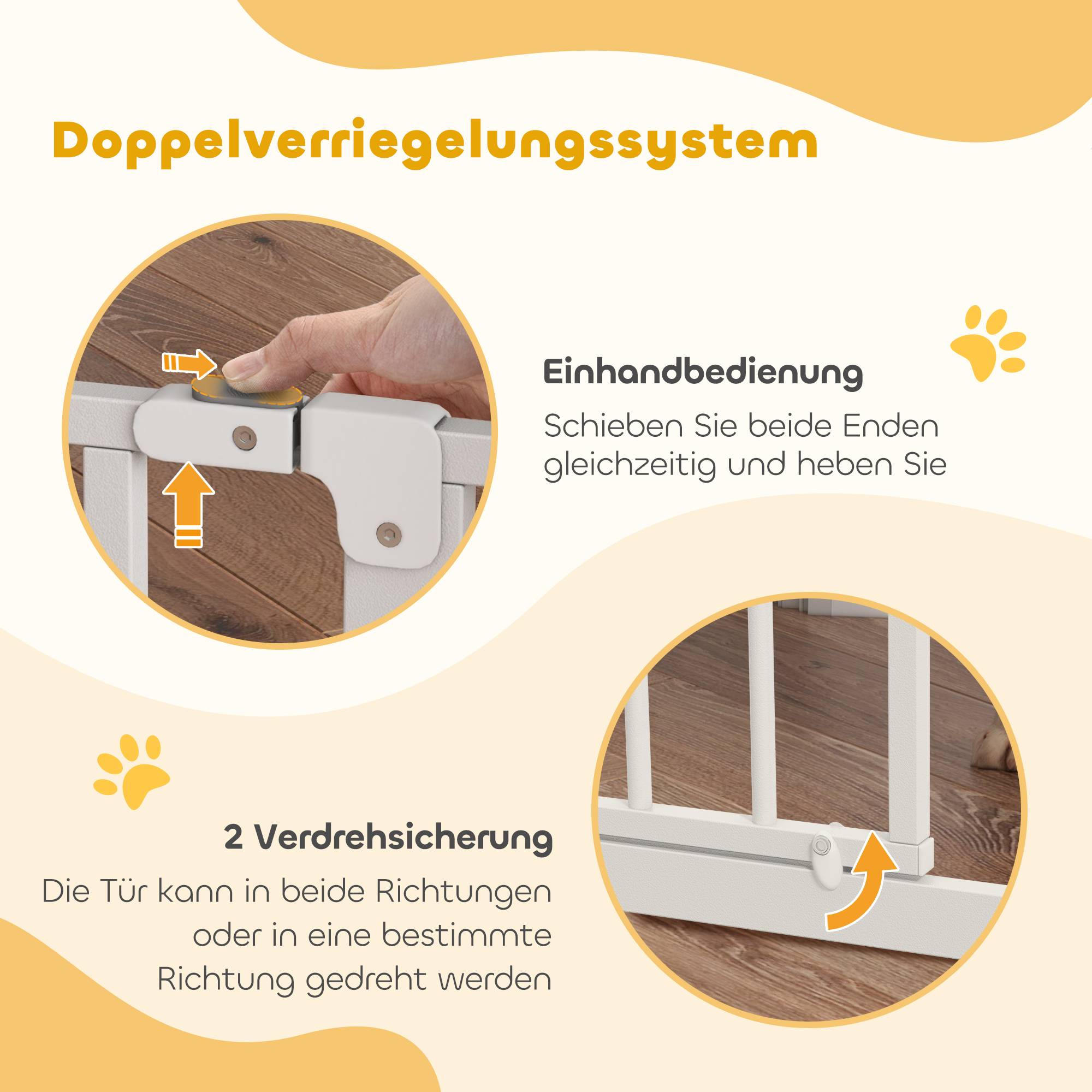 Sans Marque - Barrière de sécurité pour chien, ouverture bidirectionnelle, fixation murale par boutons-pression, réglable de 75 à 95 cm, blanc - Image 7