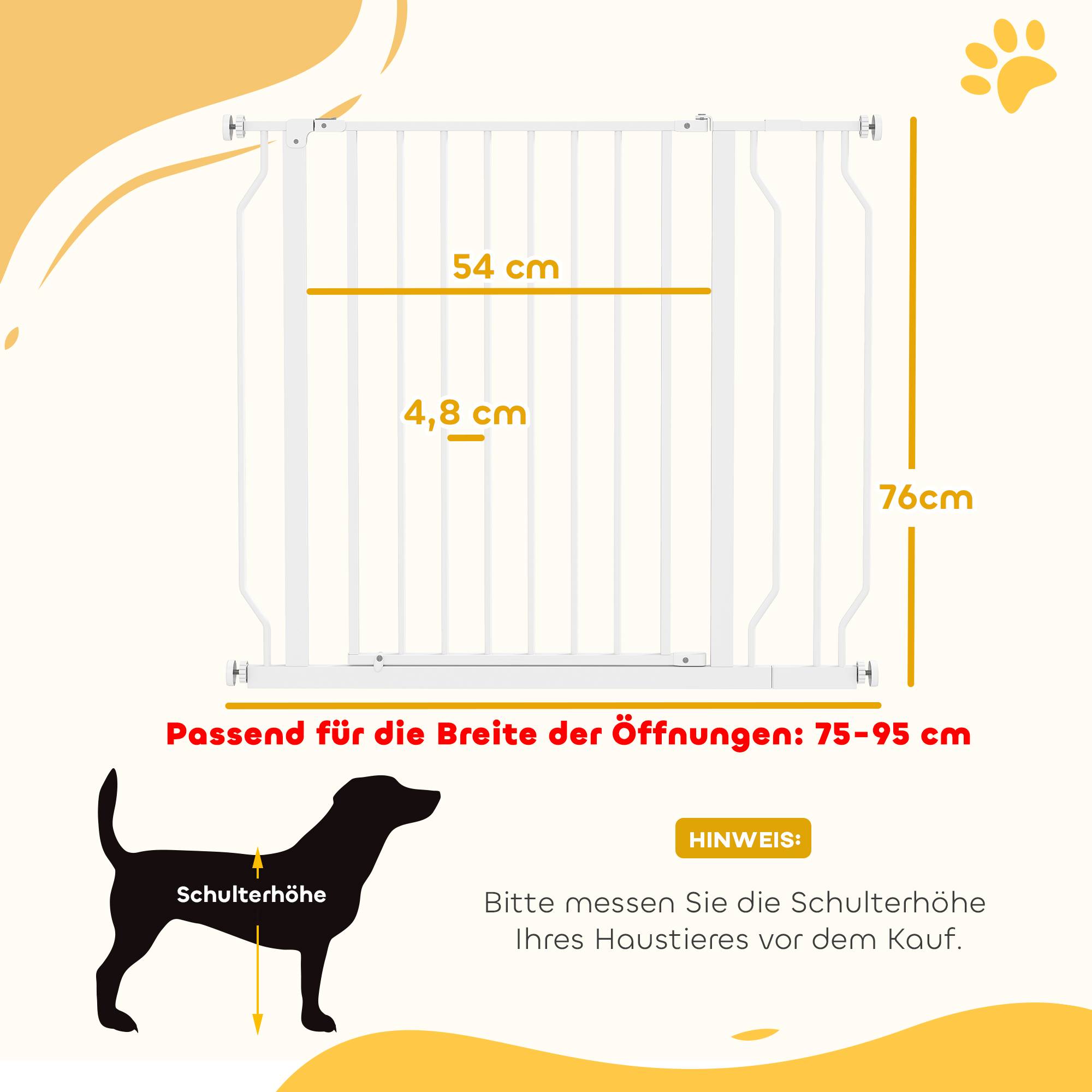 Sans Marque - Barrière de sécurité pour chien, ouverture bidirectionnelle, fixation murale par boutons-pression, réglable de 75 à 95 cm, blanc - Image 5