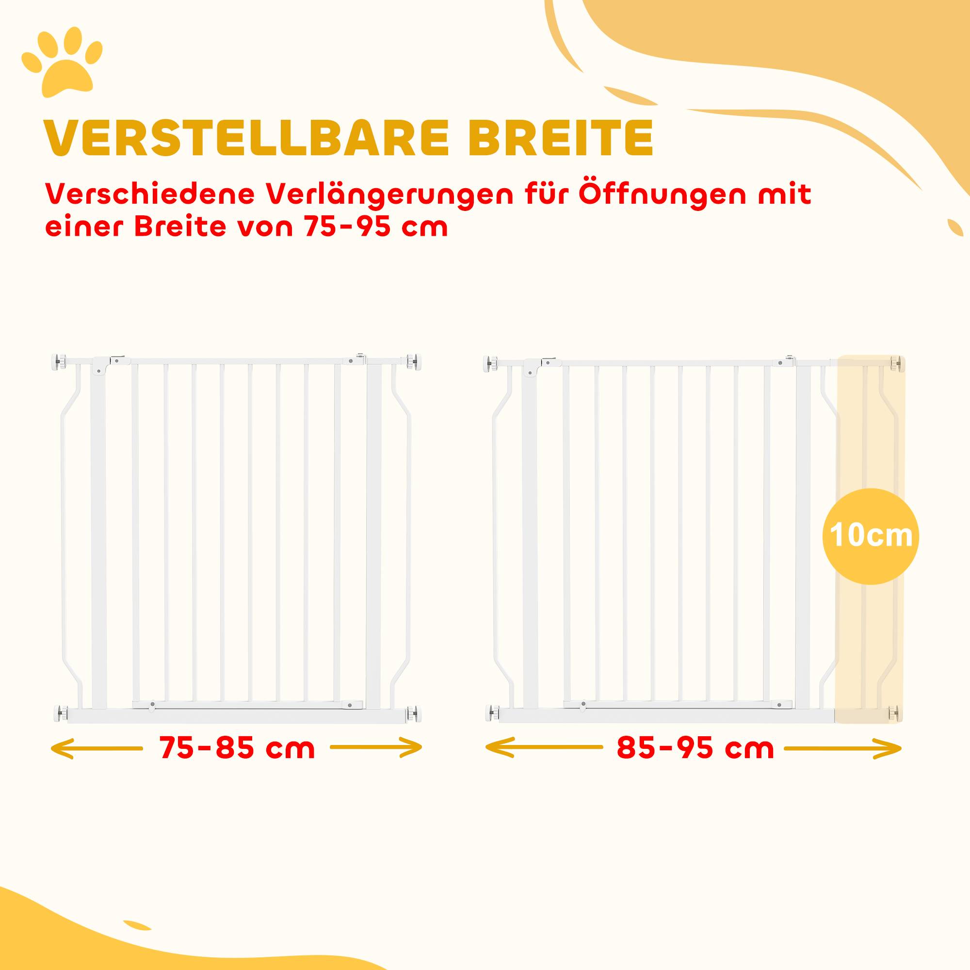 Sans Marque - Barrière de sécurité pour chien, ouverture bidirectionnelle, fixation murale par boutons-pression, réglable de 75 à 95 cm, blanc - Image 6