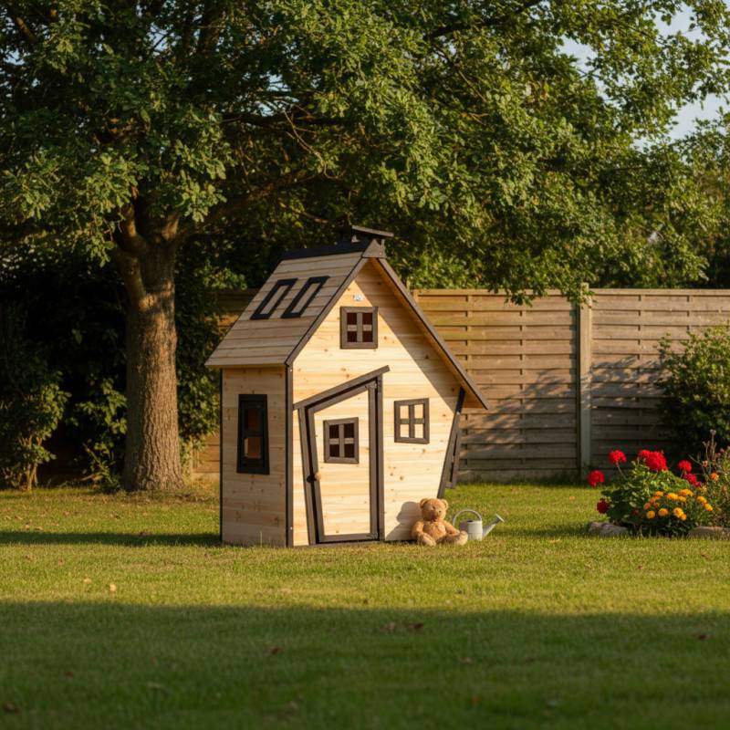 Maisonnette en bois thermo-traité Pschitt 120x102cm Abracadaprout - Image 2