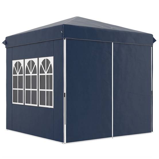 Tente pliante pop-up 2,5 x 2,5 m avec 4 parois latérales anti-UV, hauteur réglable et sac de transport, bleu foncé - Image 2