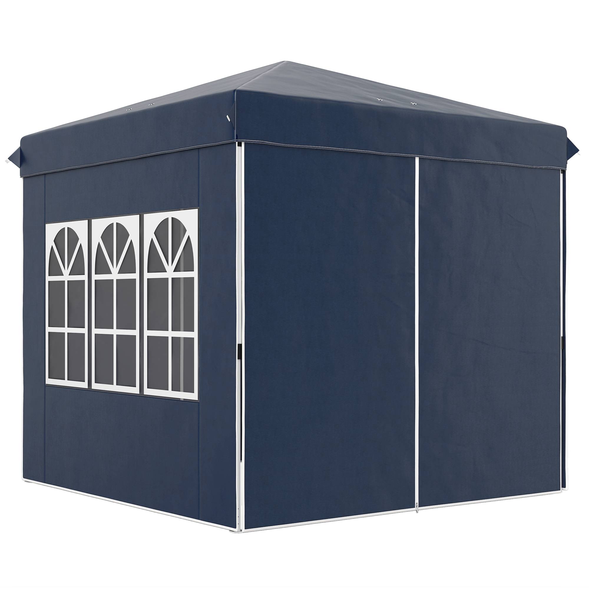 Tente pliante pop-up 2,5 x 2,5 m avec 4 parois latérales anti-UV, hauteur réglable et sac de transport, bleu foncé - Image 2