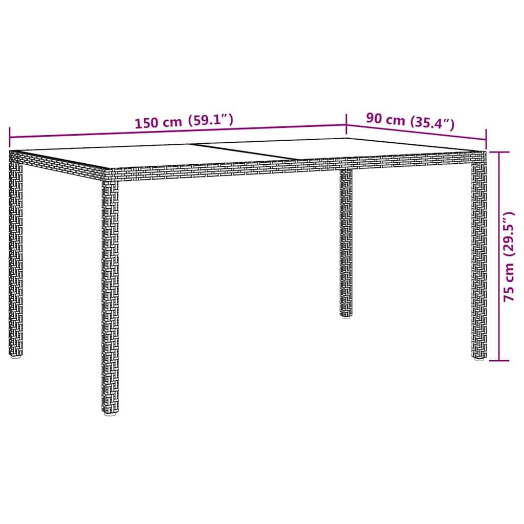 PANGIVO - Table de jardin verre trempé et résine tressée beige 150 x 90 x 75 cm, Poids :28.4kg - PANGIVO - Image 7
