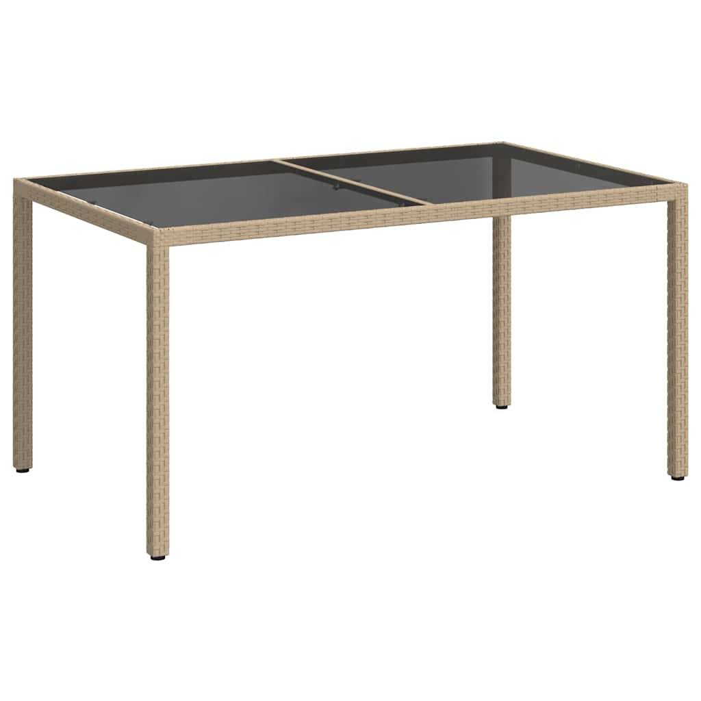 PANGIVO - Table de jardin verre trempé et résine tressée beige 150 x 90 x 75 cm, Poids :28.4kg - PANGIVO - Image 2