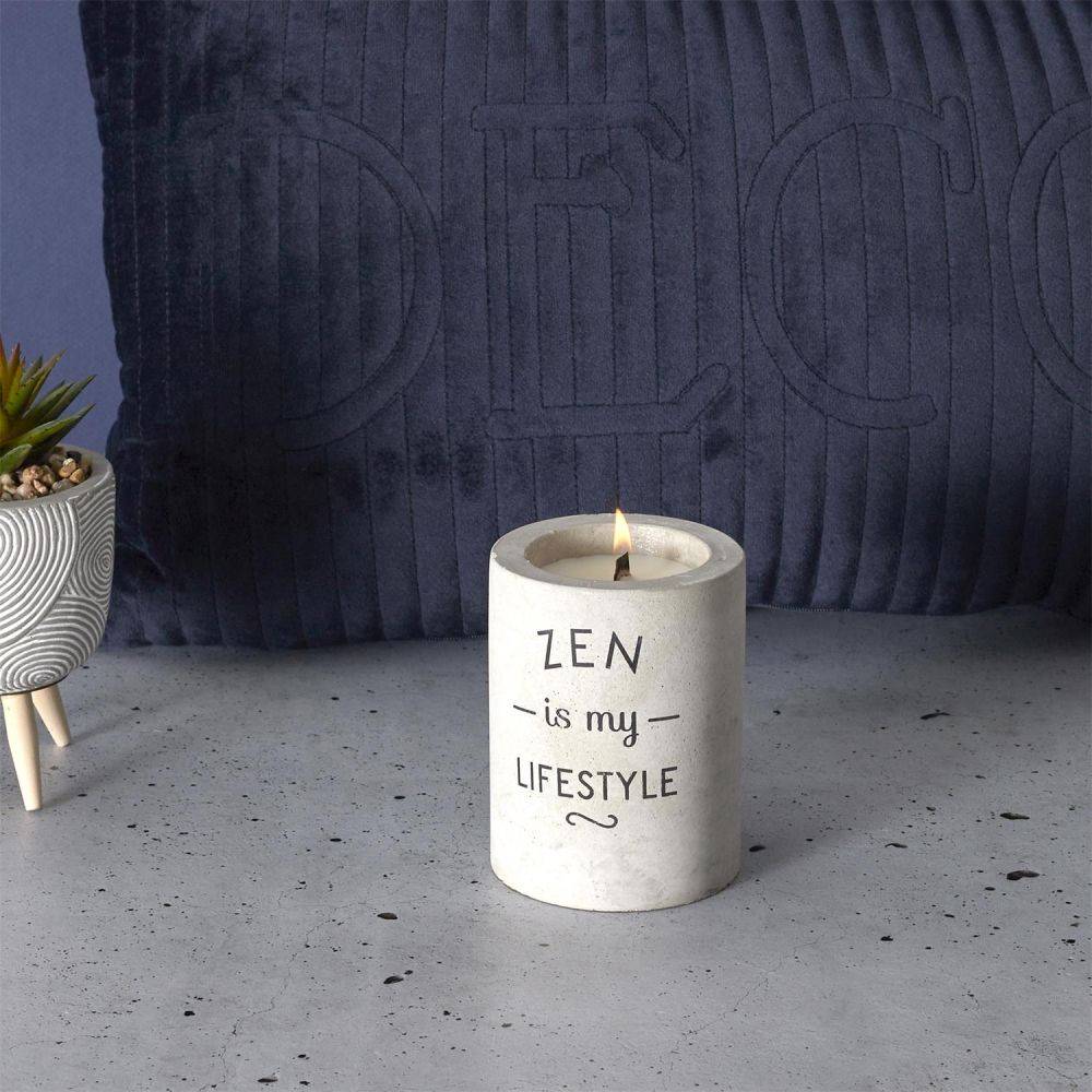 The Home Deco Factory - Bougie avec pot en ciment (Lot de 4) - Image 2