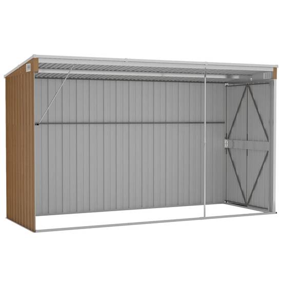 Abri de jardin 3.4m² - Cabane de jardin - Abri de stockage mural Marron 118x288x178 cm Acier galvanisé MAISON CHIC - Image 6