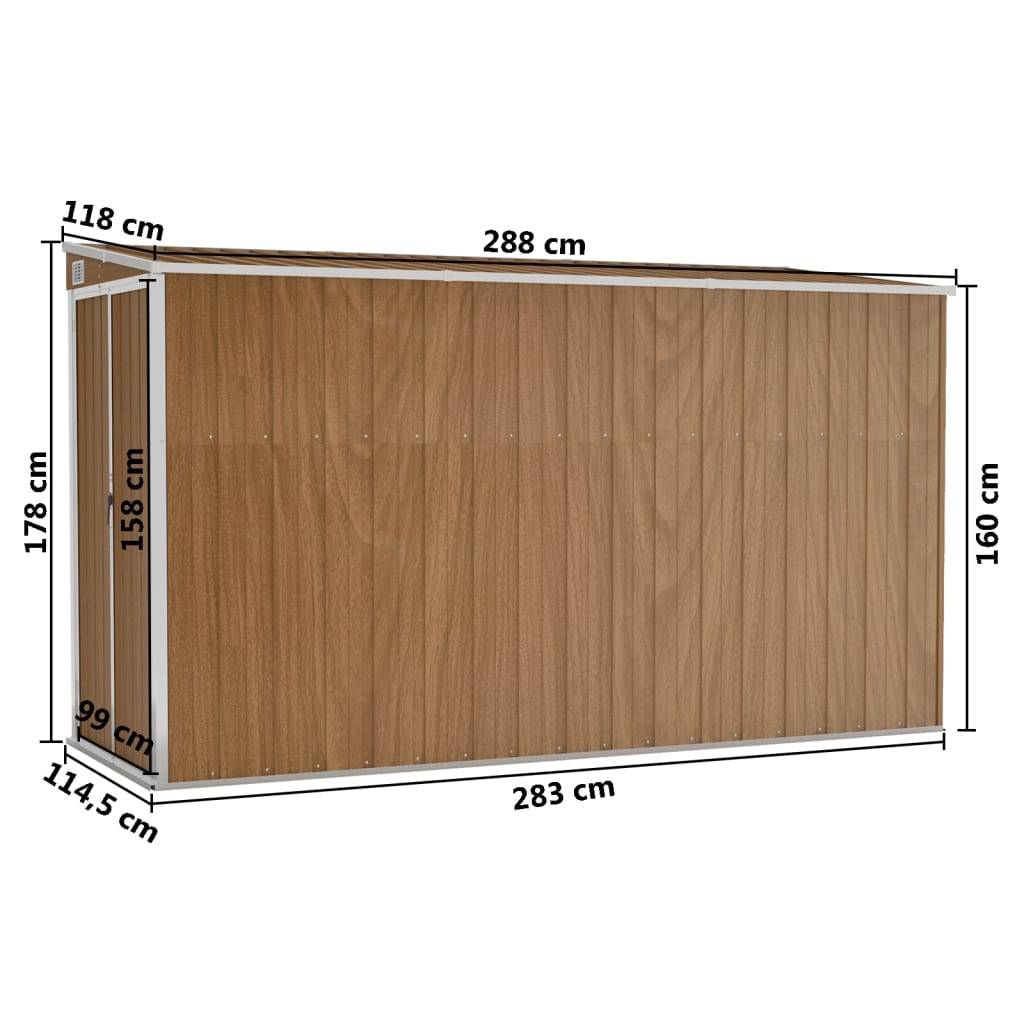 Abri de jardin 3.4m² - Cabane de jardin - Abri de stockage mural Marron 118x288x178 cm Acier galvanisé MAISON CHIC - Image 7