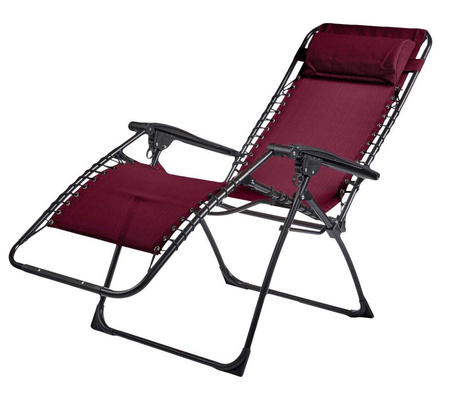 Ozalide - Lot de 2 fauteuils relax en acier pliant bordeaux PALAVAS - Image 2