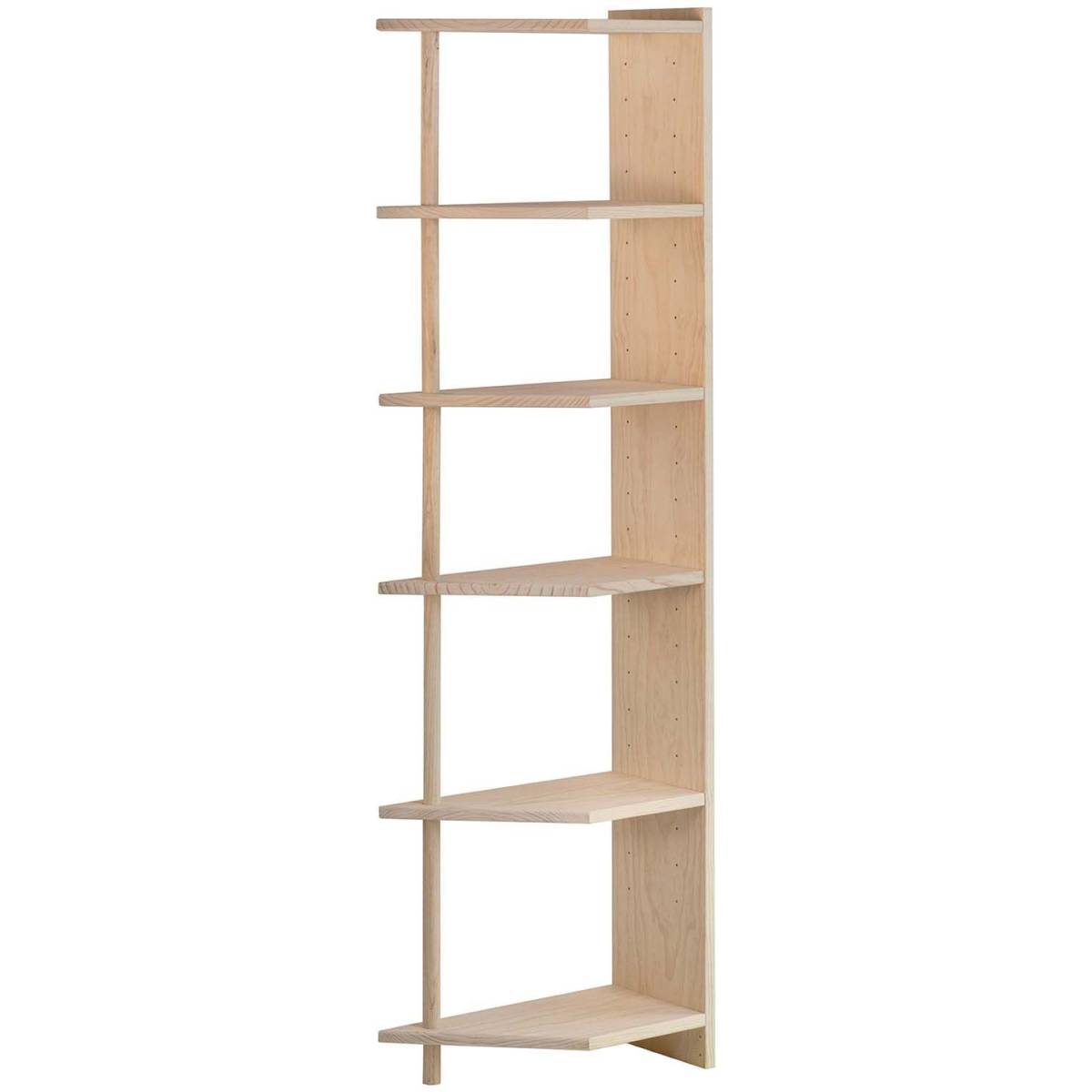 Etagère d'angle en pin brut Gala 6 tablettes - Image 1