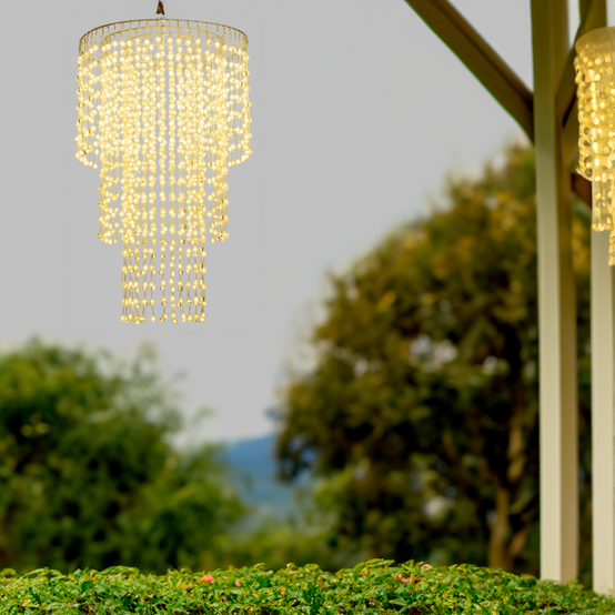 Lustre acrylique mini boule Ø35xH55cm 574 LED Lumière Fixe blanc chaud Extérieur Smart Connect Lotti - Image 3