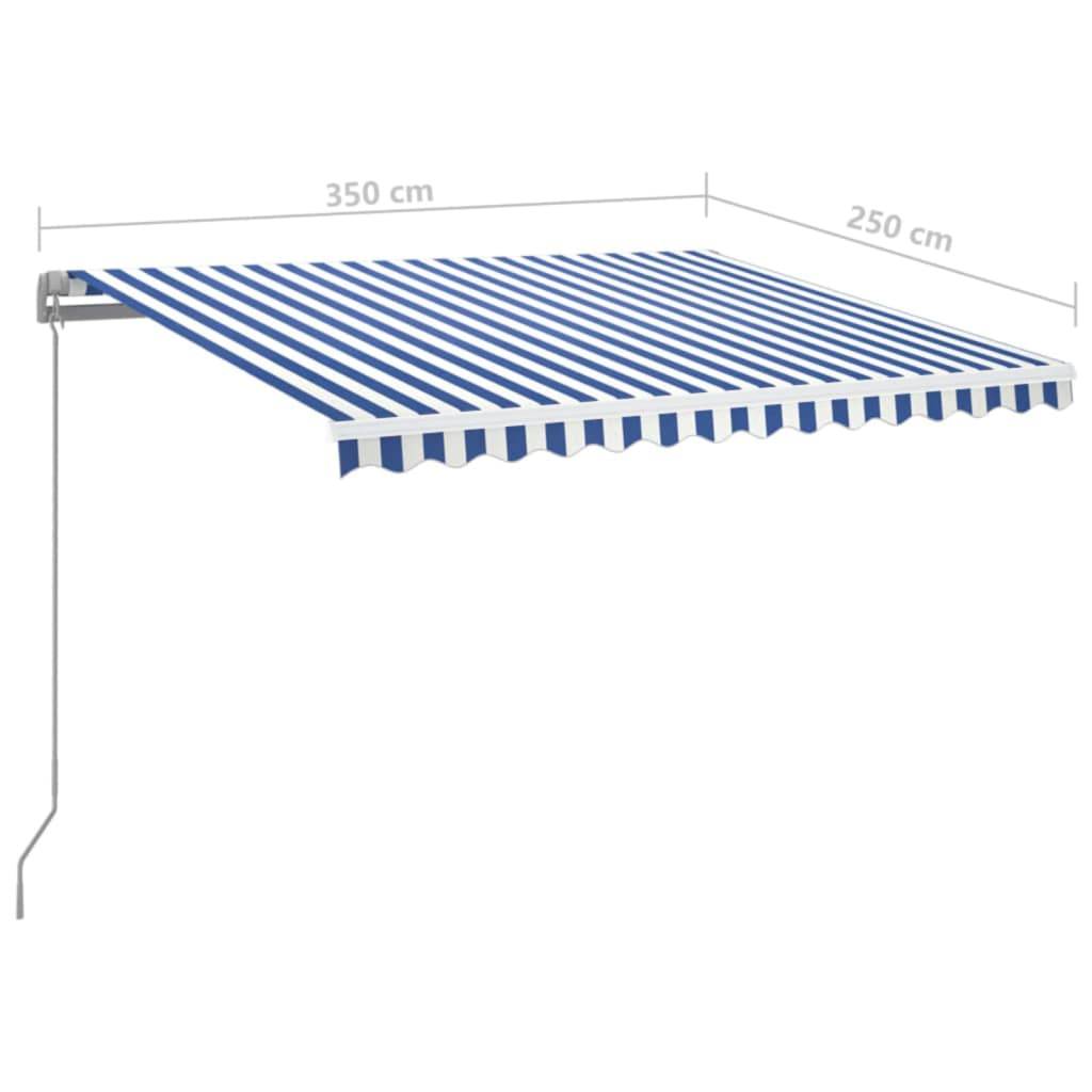 Vidaxl - Auvent manuel rétractable avec LED 350x250 cm Bleu et blanc vidaXL 3068881 - Image 3