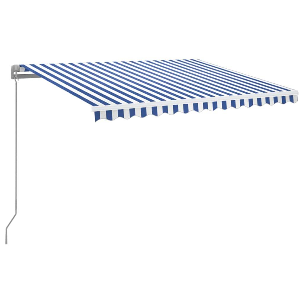 Vidaxl - Auvent manuel rétractable avec LED 350x250 cm Bleu et blanc vidaXL 3068881 - Image 2