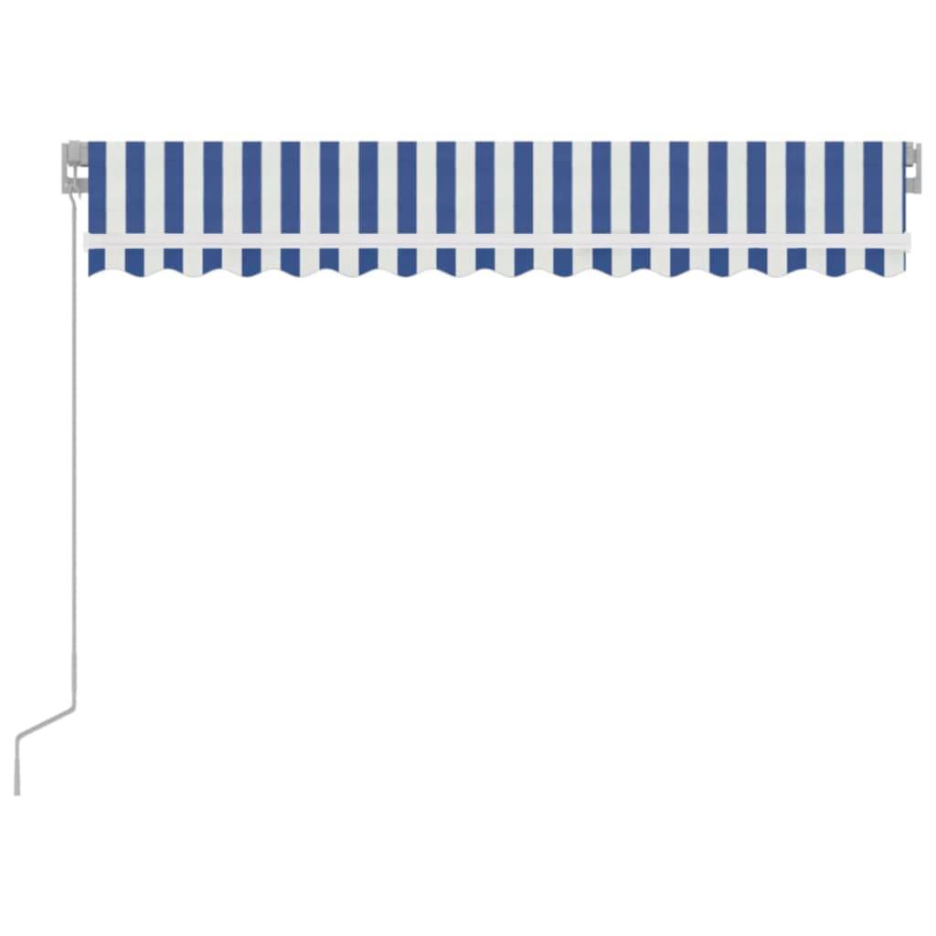 Vidaxl - Auvent manuel rétractable avec LED 350x250 cm Bleu et blanc vidaXL 3068881 - Image 6