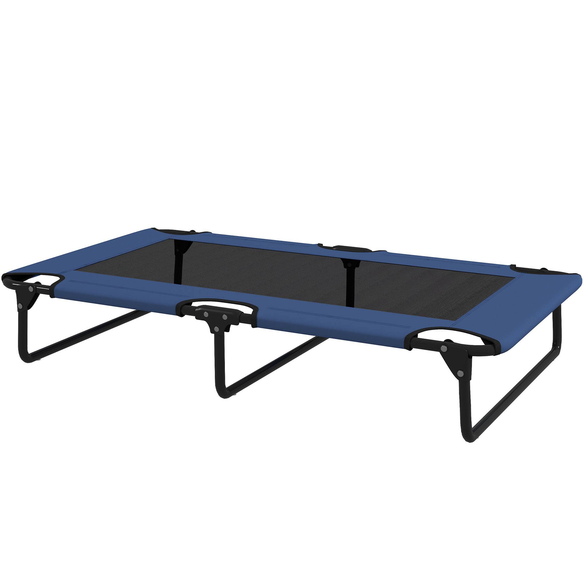 Lit surélevé pliable pour chien acier Oxford intérieur extérieur maille aérée 107cm bleu - ComfortXL Outdoor Living - Image 2