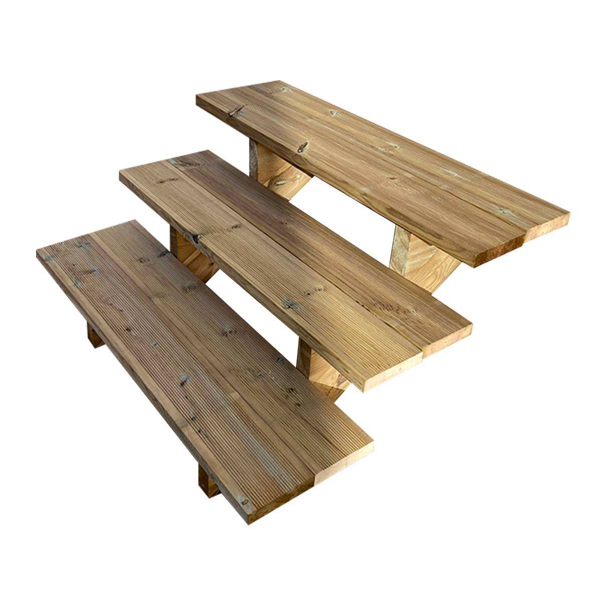 Vinuovo - BERLIN Escalier extérieur bois 3 marches H 54cm L-100cm - sans contre marche - Image 1