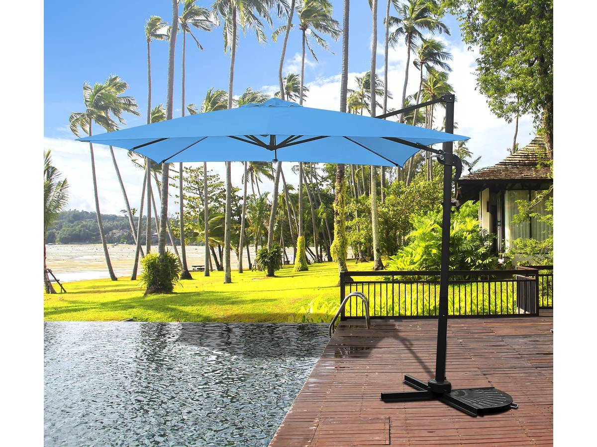 Habitat Et Jardin - Parasol Jardin Déporté "soleil" - Carré - 2.5 X 2.5 M - Bleu + Dalles à Lester Incluses -habitat Et Jardin - Image 2