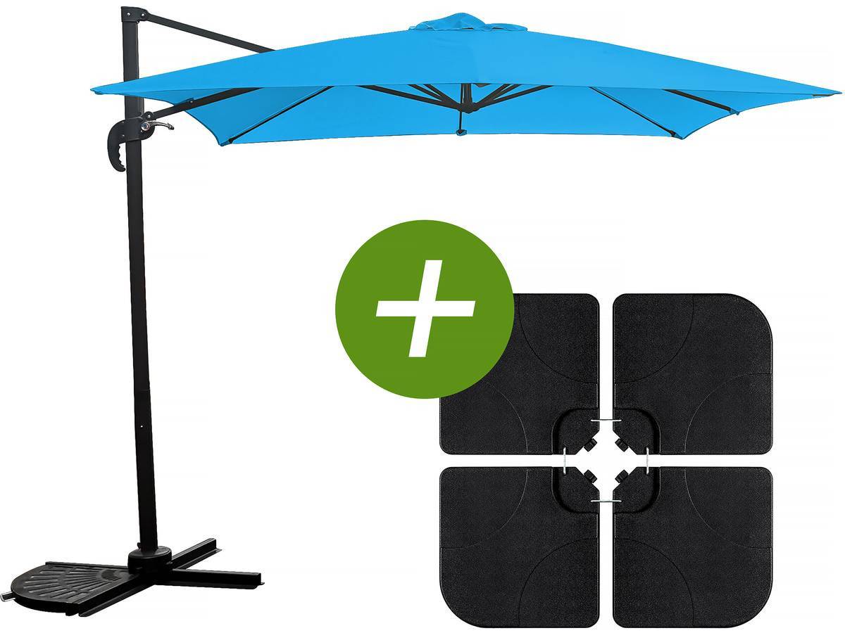 Habitat Et Jardin - Parasol Jardin Déporté "soleil" - Carré - 2.5 X 2.5 M - Bleu + Dalles à Lester Incluses -habitat Et Jardin - Image 1