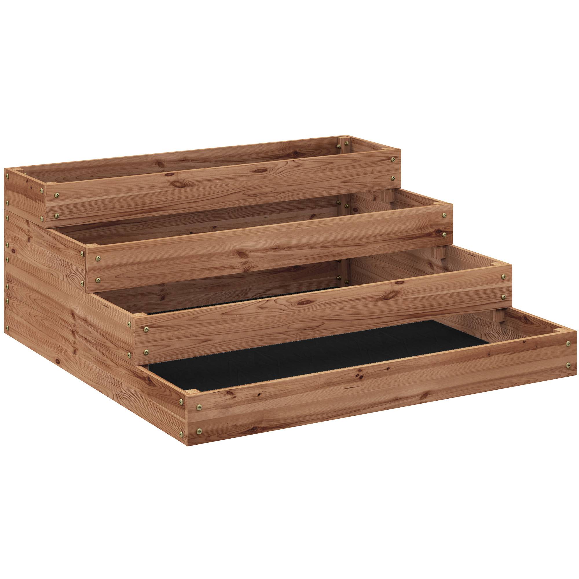 Sans Marque - Lit bébé surélevé 4 niveaux bois sapin fond ouvert 113x113x46 cm marron - Image 2