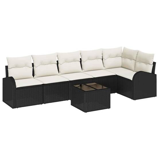 Salon de Jardin 6 Places en Poly Rotin Modulable avec Table Basse Noir – ComfortXL Outdoor Living - Image 2